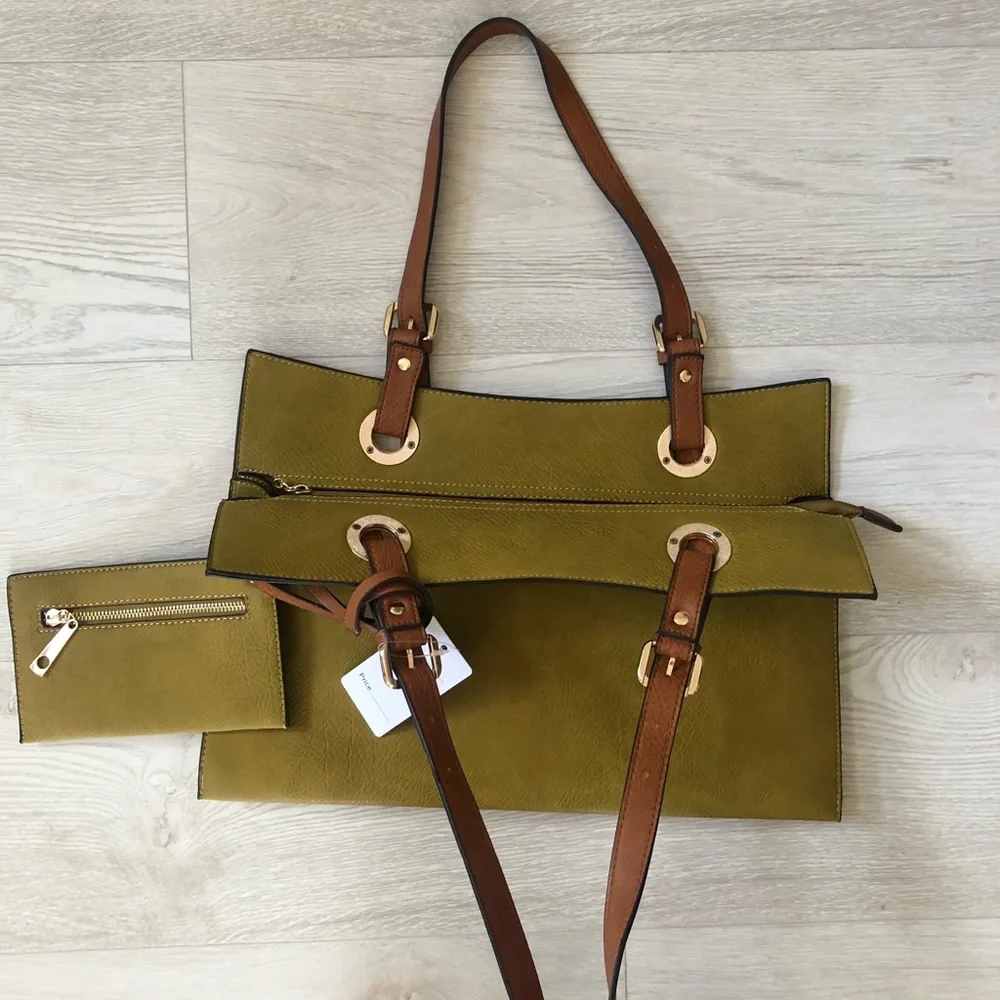 NWT Large Briefcase Work Shoulder Bag Tote with Zip Purse Wallet
